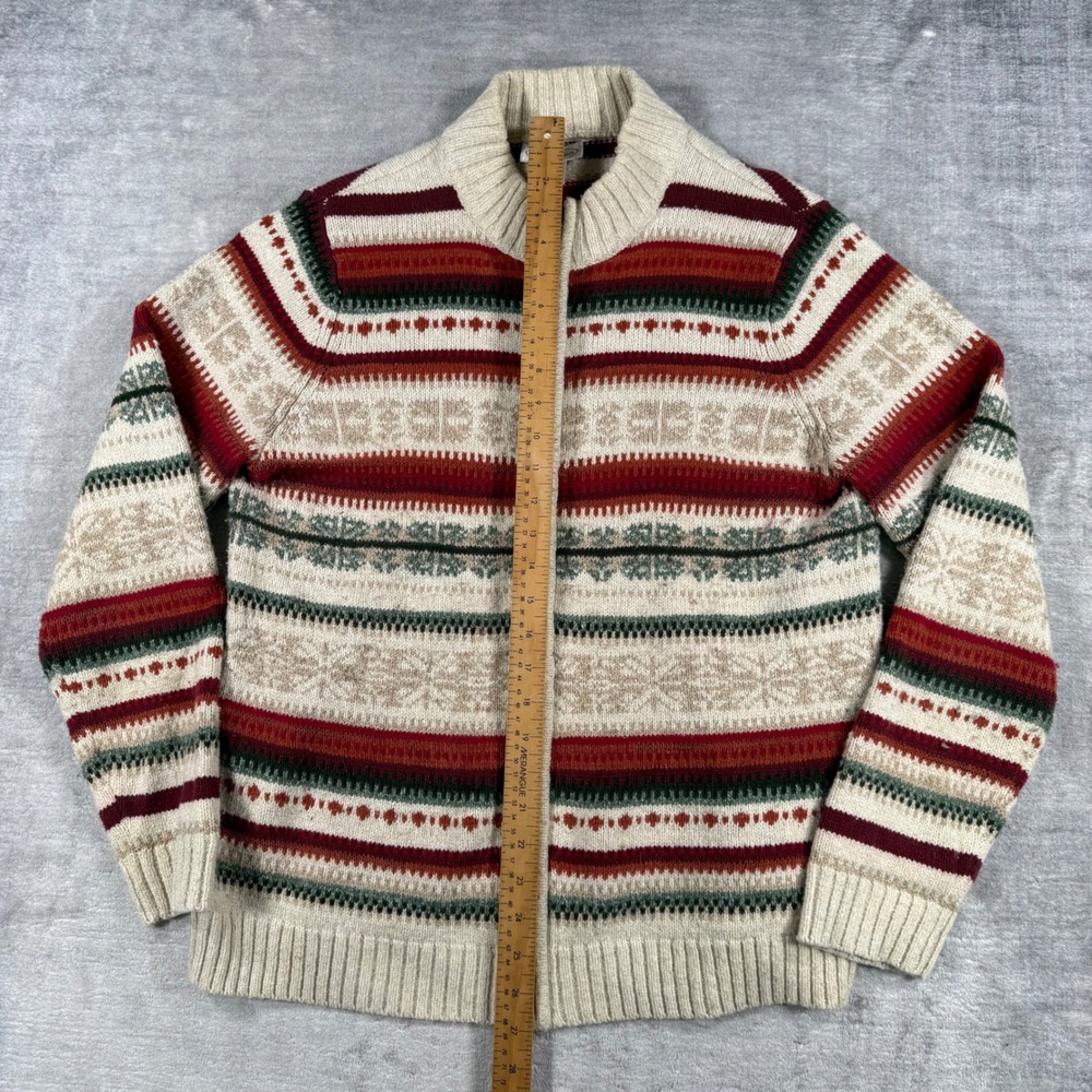 Northern Reflections Sweater Womens Medium Cream Striped Fair Isle Knit Fall - Picture 6 of 9